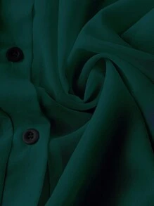 Franclia Camisa de cuello con color liso y transparente - Verde Oscuro - Ver 3
