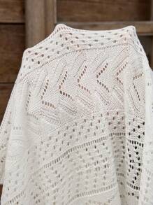 LanaWest Women's V-Neck Hollow Lace Sleeve Lightweight Cardigan Fall Winter Cloth For Women - White - View 6