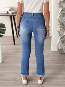 EMERY ROSE Women Floral Embroidered Patch Skinny Casual Versatile Jeans
