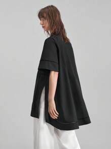 Ontre 2025 Women's Solid Color Button Half Placket Short Sleeve Pocket Casual Shirt, Suitable For Daily Casual, Commuting, Music Festivals, Brunch, Summer Shirt, Elegant Ladies Shirt, Party Wear, Business Casual, Office Attire, Professional Women's Clothing, Button-Up Shirt