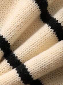 DAZY 女婴休闲条纹落肩毛衣，日常穿着 - 米色 - 查看 8