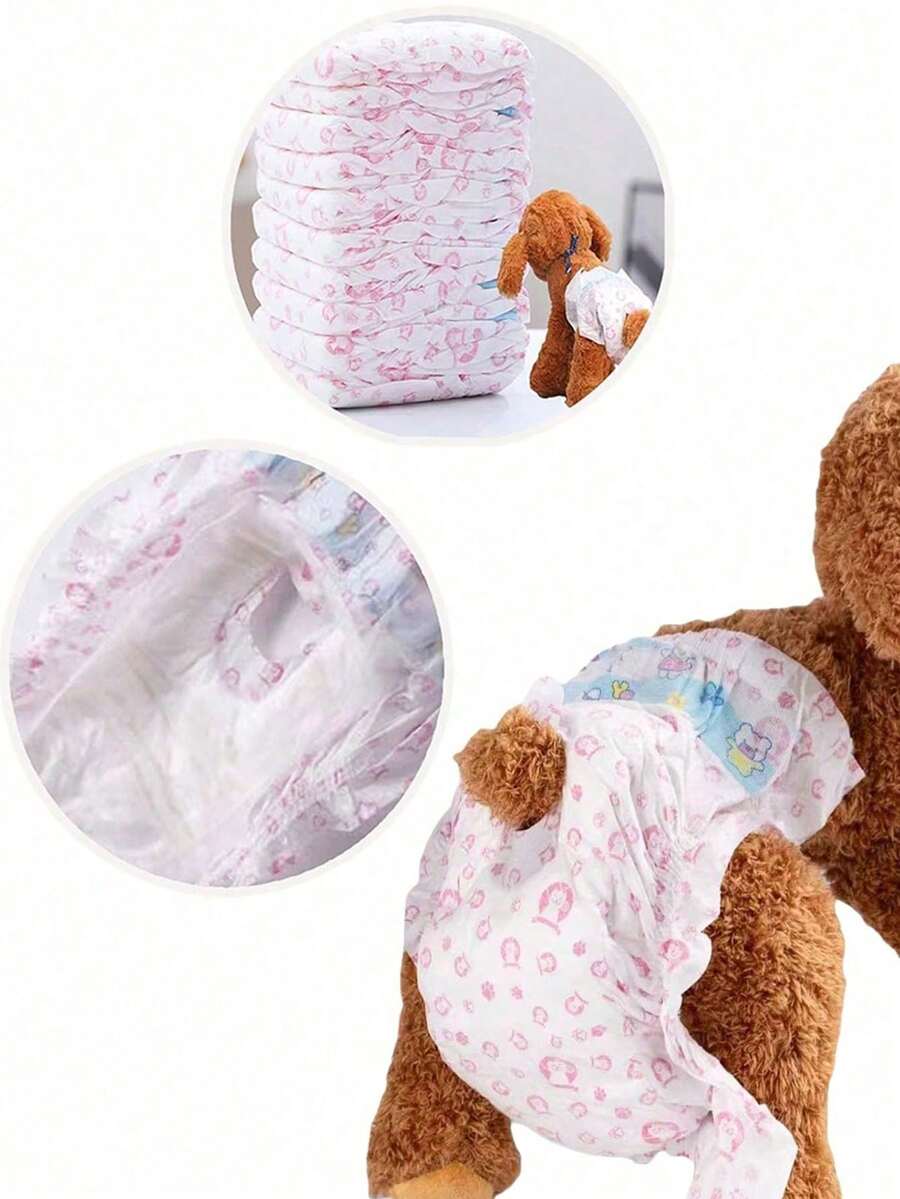 10pcs Disposable Pet Dog Diapers, Female Dog Physiological Pants, Anti-Side Leakage Diapers, Clean, Dry, Ultra-Thin, Strong Water Absorption, Suitable For Pet Dog Incontinence, Urination Training, And Preventing Stray Dogs From Mating