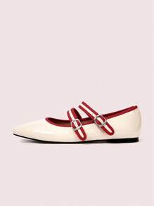 CUCCOO DOLLMOD Women's New Apricot Color Block Sweet & Mary Jane Flats - Apricot - View 6