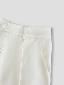 INAWLY 2pcs Women Solid Color V-Neck Sleeveless Top And Pocketed Pants Casual Outfit - White - View 5