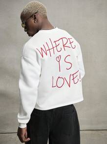 PAVTROS Manfinity Streetrush 男士街头风流行 INS 搭配，流行 INS 刺绣套头衫，户外音乐节夜店男友/老公礼物周年纪念礼物，短款套头衫，街头服饰，保暖冬季，圣诞节 - 白色 - 查看 1