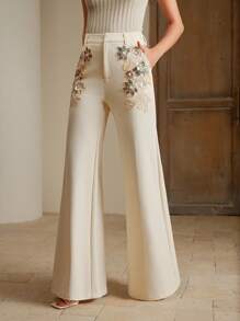 Anewsta Pantalones largos con dobladillo de cuentas de moda para mujer, de verano