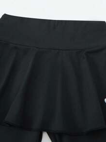 SHEIN 2 件套女童休闲优雅公主蝴蝶结和蝴蝶图案印花裙和紧身裤套装，适合春夏季、假日、夏季、旅行 - 黑色 - 查看 3