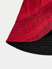 HARRY POTTER X SHEIN 双面字母与狮子印花黑色休闲渔夫帽 - 黑色 - 查看 5