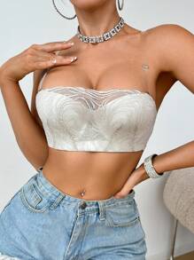 SHEIN Skin-Friendly Comfortable Simple Women Camisole Bras (With Transparent Shoulder Straps) - Light Grey - View 5