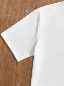 Claim Dot 男士时尚花卉印花宽松短款T恤，适合夏季，情侣装，男士短款上衣 - 白色 - 查看 5