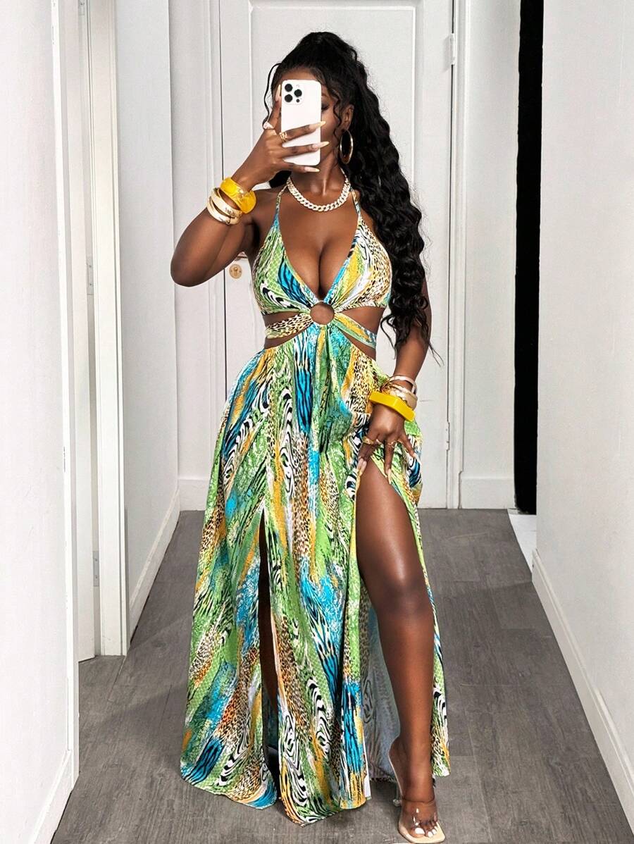 BamGleam 新款春夏女款百搭休闲豹纹连衣裙，适合音乐节、复活节、纳什维尔、波西米亚风、生日、毕业典礼、日常穿着、度假、邮轮旅行、海滩、日光浴 - 彩色 - 查看 1