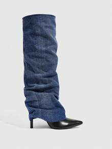 CUCCOO SZL Cuccoo 尖头高筒高跟过膝长靴，性感长筒女式马术靴 - 黑色 - 查看 4