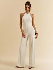 SHEIN BAE Bộ đồ liền thân hở lưng gợi cảm mùa hè cho nữ Bộ đồ liền thân màu đen Đồ bơi một mảnh đi biển Đồ bơi đi chơi đêm Trang phục đi nghỉ - Màu be - Xem 5