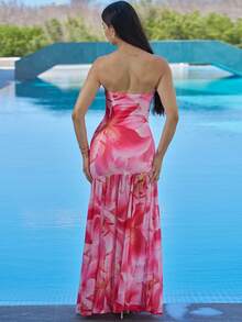 Andrea Bello 针织印花女式加长连衣裙 - 粉色 - 查看 2