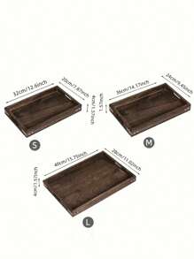1 件木制托盘，矩形木制嵌套托盘，装饰性托盘拼盘，适合床上早餐、午餐、晚餐、露台、脚凳、咖啡桌、派对、盂兰盆节 - 紫紅色 - 查看 5