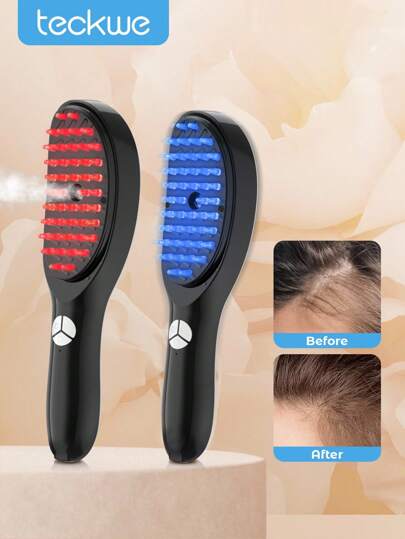 Teckwe Upgraded Electric Scalp Massager Nano Mist Hair Oil Applicator Brush, Hair Growth Comb Anti-Hair Loss Vibration Colored Light Massager With Cooling Vibration & Hydrating Design, Effortless Detangling, Soothing Relaxation For All Hair Types
