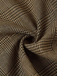 SHEIN Clasi Karomuster Lange Hose für Große Größen, Lässig/bürotauglich, gerades Bein - Kaffeebraun - Übersicht 9