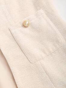 SHEIN Sweetro French Round Neck Tweed Jacket + Bodycon Mini Skirt Elegant Ladies Suit Set Fall Cloth For Women - Apricot - View 4