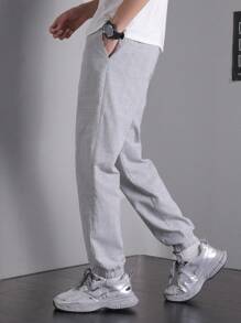 SHEIN Teen Boys' Casual Comfy Plaid Drawstring Jogger Pants, Versatile For Outings And Daily Wear