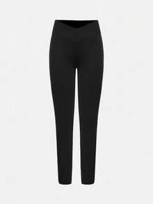 SHEIN Girlism Pacote com 4 leggings pretas para meninas adolescentes, calças de camada de base confortáveis e casuais versáteis, compre 1 e leve 3 - Preto - Ver 5