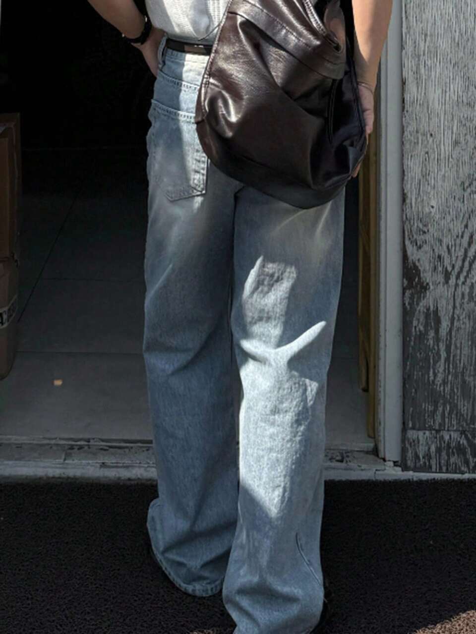 Men's Distressed Washed Blue Jeans, All Season, Emo Style