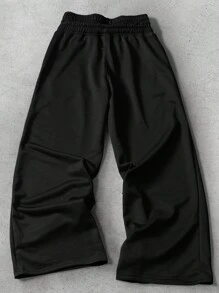 Manfinity Roughcore Men's Casual Versatile Drawstring Double Waist Sweatpants - Black - View 2
