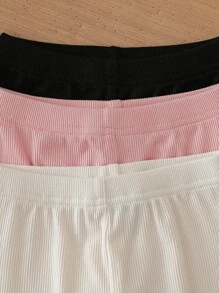 SHEIN Vintaside Kids 3 piezas Leggings de verano para niña, con decoración de moño, pantalones elegantes y transpirables para uso en verano