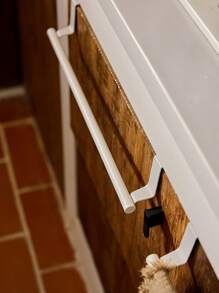 Cirelle 1PC White Single Rod Towel Rack Cabinet Door Back Type Hanging Rack Non-punched Towel Rod