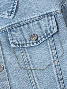 Mädchen Lässig Jeans Jacke mit Beschädigung und asymmetrischem TaillenDenim-Rock Set, weich Washed, geeignet für Alltag, Strand, Urlaub, Sommer - Mittele Waschung - Übersicht 8