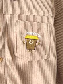 Loomiva 1pc Young Boys' Casual, Comfortable, Fashionable, Practical, Cute, Soft, Thick Corduroy Fabric Long Jacket, Suitable For Daily Wear, School, Outings, Sports, Autumn/Winter