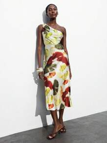 Maija 秋季女士枫叶印花度假风无袖连衣裙，优雅夏威夷风格连衣裙，适合婚礼宾客，性感派对礼服，生日礼服