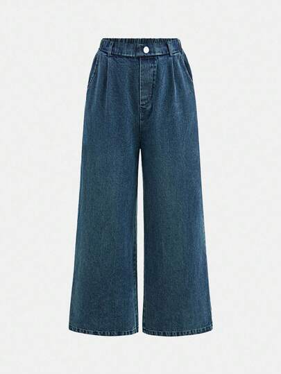 Teen Girl Fashion Casual High Waist Slim Fit Denim Jeans, Versatile & Youthful Wide Leg Jeans Loose Jeans Baggy Jeans Oversized Jeans Denim Culottes