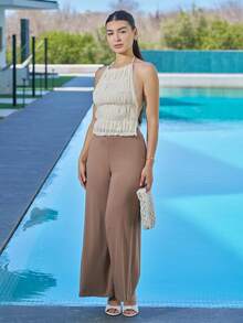 Andrea Bello Wide Leg Solid Pants