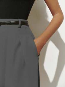 Lumivelle Knit & Woven Patchwork Pleated Dress Dress Summer Dress Clothes For University - Grey - View 4