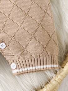 Souflis Souflis 男宝宝毛衣短袖连体衣 有领休闲纯色优雅英伦风时尚可爱适合日常外出秋冬保暖蓝色休闲潮流百搭适合秋冬室内外度假场景 - 卡其色 - 查看 8