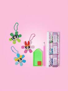 THE POWERPUFF GIRLS X SHEIN 花朵、气泡、毛茛图案可爱花卉挂钻画 - 彩色 - 查看 1