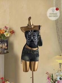 Attitoon 女士多层系结图案印花抹胸