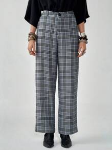 Florisole 女式宽松阔腿七分格子裤，时尚百搭 - 彩色 - 查看 2