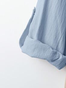 Modelyn 2件套女士假日休闲花卉刺绣衬衫和裤子套装 - 淺藍色 - 查看 5