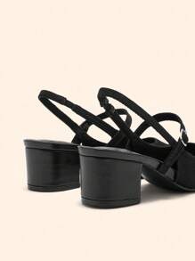 CUCCOO BASICS Cuccoo Fashion Versatile Casual Minimalist Backstrap High Heels - Black - View 4