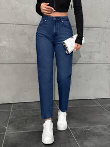 EURMUSE Quần Jeans Ống Đứng 100% Cotton Cho Nữ - Màu xanh bụi bặm - Xem 6