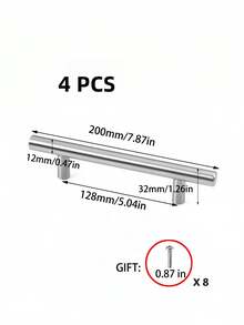 1/4 件银色不锈钢橱柜拉手，现代厨房和浴室橱柜抽屉门五金替换拉手 - 銀色 - 查看 14