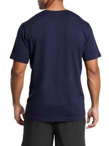 Champion 男士休闲字母印花圆领短袖T恤，夏季 - 藏蓝色 - 查看 2