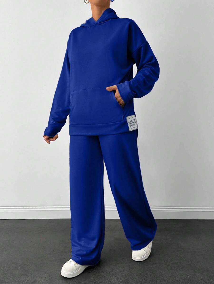 EURMUSE Light Grey Two Thread Sweatshirt And Sweatpant With Label Detail - Blue - View 1