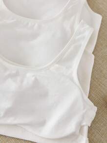 Genkimix Kids 3 Pieces Set Girl's Solid White Casual Simple Cotton Comfortable Soft Padded Bras,Wide Strap Vest,Suitable For Girls Aged 8-12,Back To School Fall Winter - White - View 6