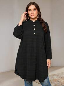 Veilorie 大码女式纯色简约长袖衬衫