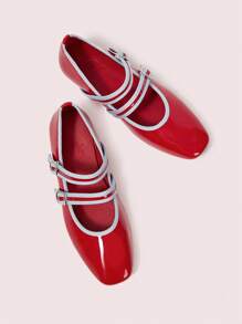 CUCCOO DOLLMOD Women's New Style Red With Blue Trim Sweet And Mary Jane Flats - Red - View 9