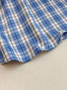 Franclia Loose Fit Casual Vintage Character Embroidered Short Sleeve Shirt - Baby Blue - View 5
