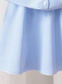 2pcs/Set Girls Chic Summer Loose Plaid Frill Blouse Top & Casual Bottom Set - Blue - View 4
