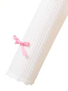 青少年女孩休闲/通勤粉色蝴蝶结白色斗篷单排扣夹克，适合上学，春秋季 - 白色 - 查看 4